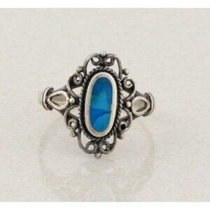 Sterling Silver Natural Turquoise Ring Size 8